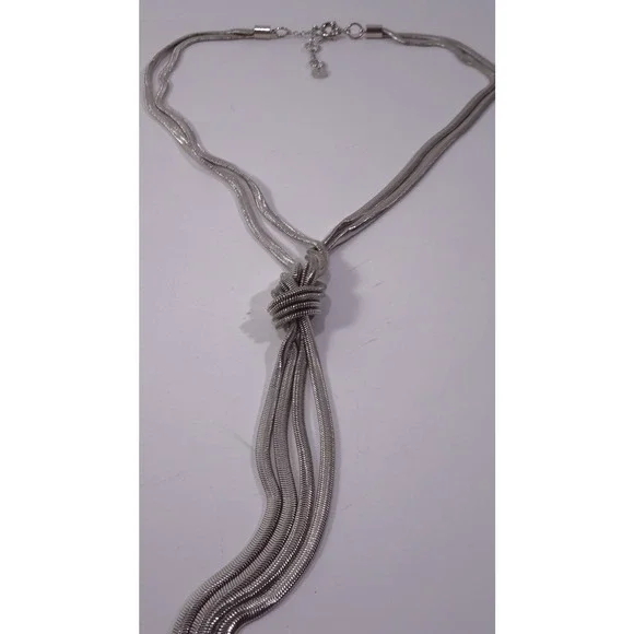 Nordstrom Something Navy Women's Silver Double Snake Y Necklace NWOT 68 - Picture 6 of 6